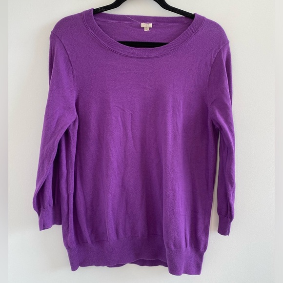 J. Crew Factory Purple Crew Neck 3/4 Sleeves Sweater Relaxed Fit Size XL - Picture 1 of 8